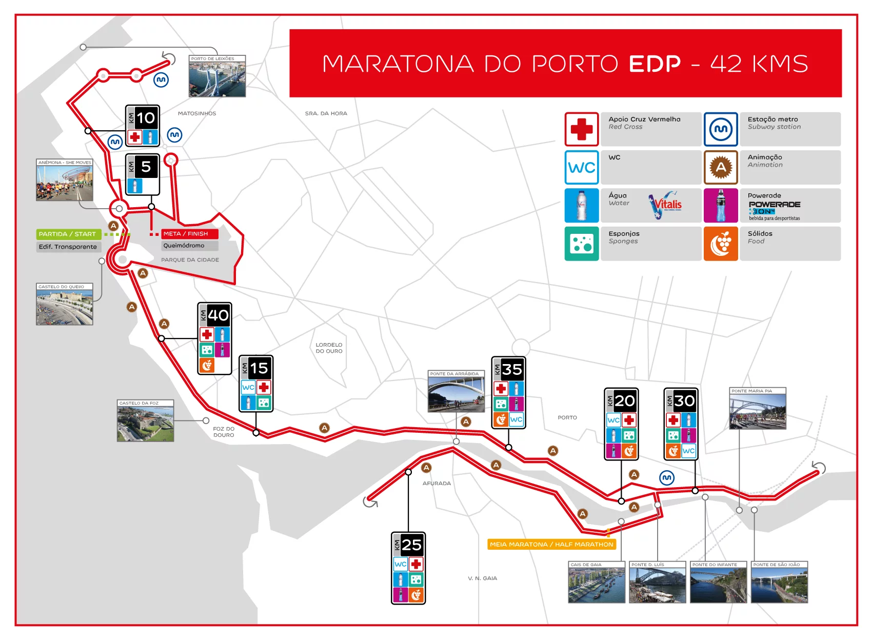 Mappa della maratona di Porto